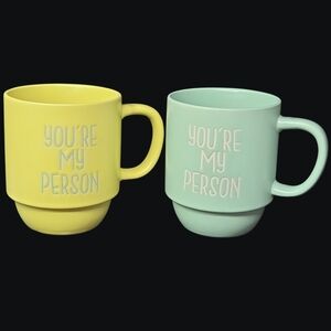 1-Muted Yellow And 1-Mint Green 'You're My Person' Mugs